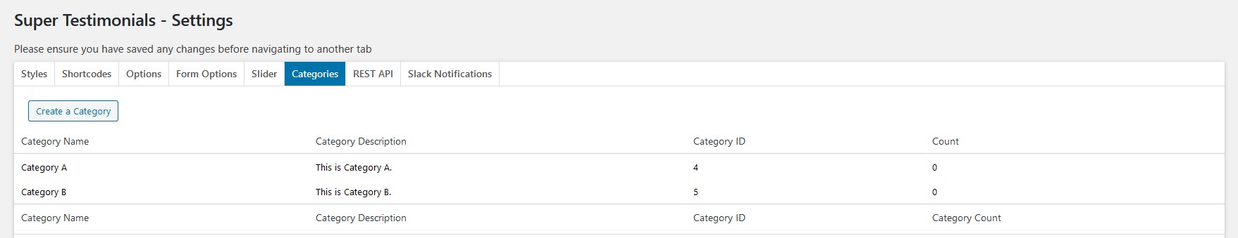 Categories Tab (Pro)