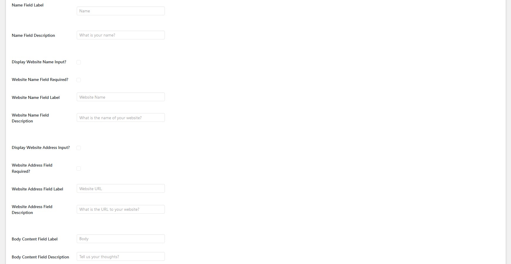 Form Options Tab — Part 2