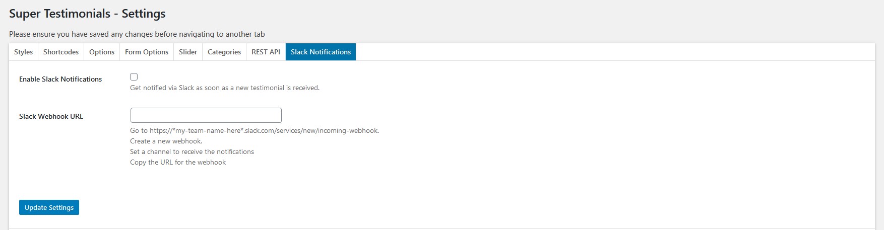 Slack Notifications Tab (Pro)
