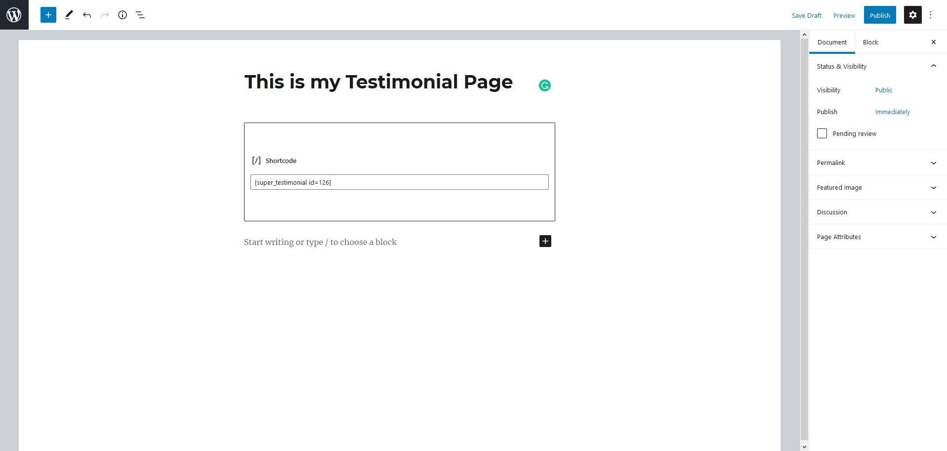 Testimonial Shortcode